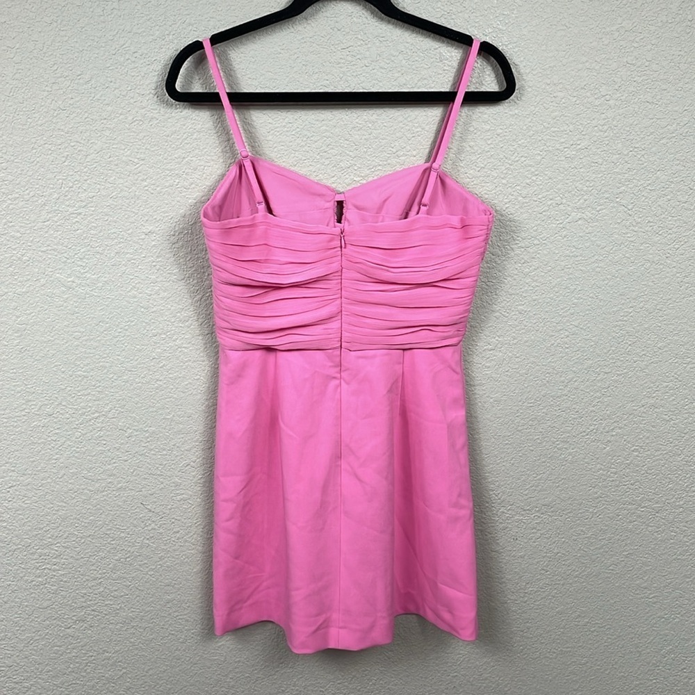 New French Connection Whisper Strappy Tulle Dress In Aurora Pink Cut Out Sz 6 - Picture 4 of 14